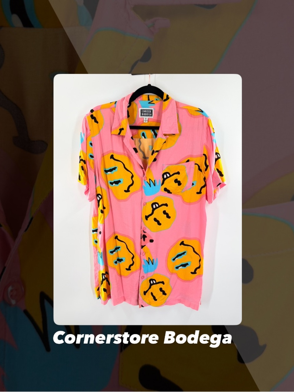 EUC Cornerstore Bodega Stoned Happy Face Shirt